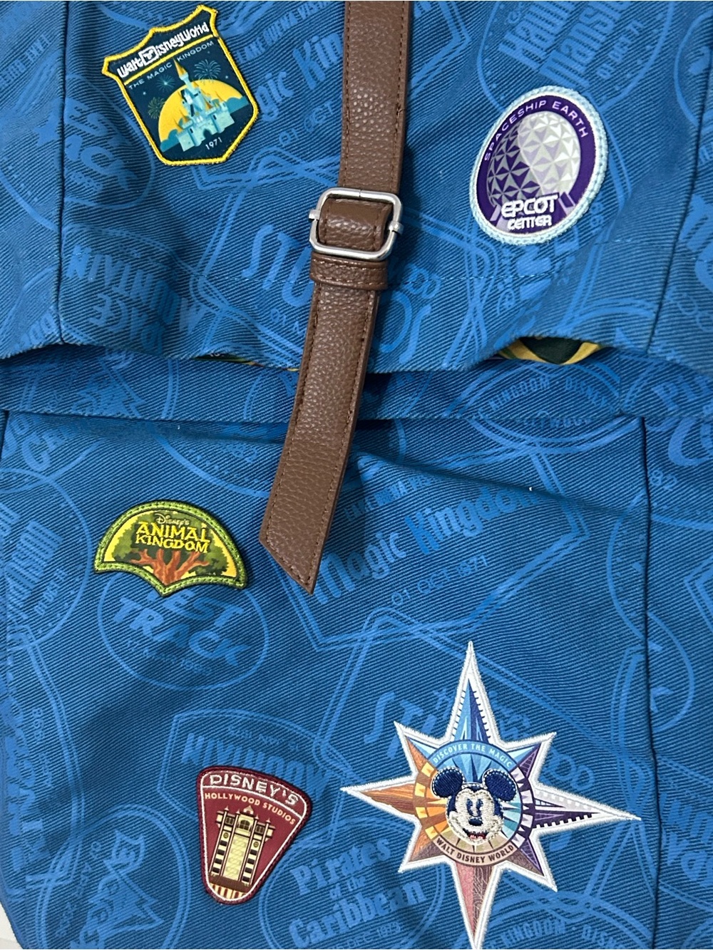Disney World Passport Series Backpack Rucksack Embroidered Patches Padded Blue - Picture 3 of 9